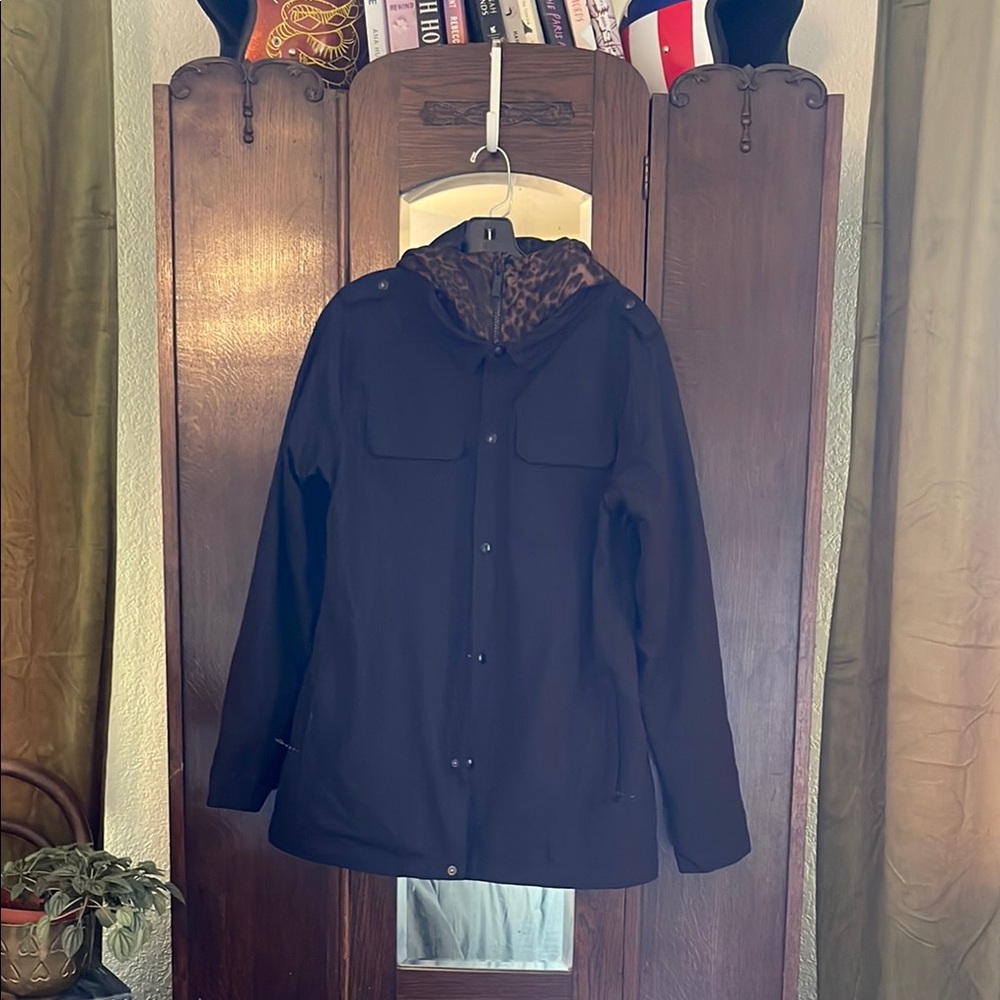 Volcom Black and Leopard Snow Jacket
